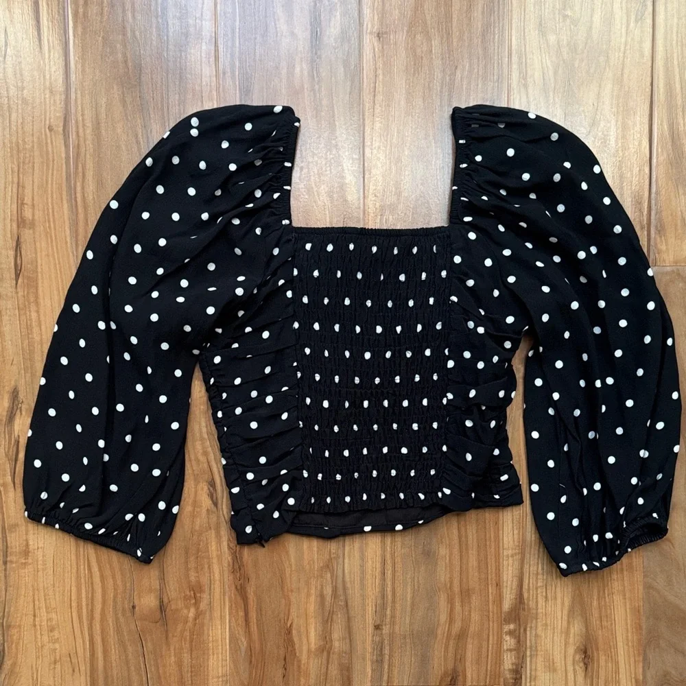 Zara • Black and White Polka Dot Blouse - Picture 4 of 5